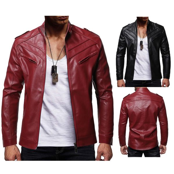 men's jackets 2022 autumn winter casual leather european and american selling stitching zipper stand collar jacket, Black;brown
men's jackets 2022 autumn winter casual leather european and american selling stitching zipper stand collar jacket, Black;brown