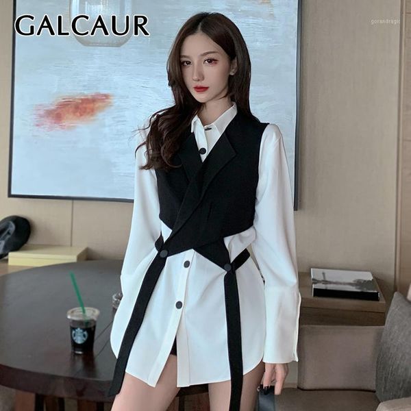 galcaur korean two piece sets women lapel collar long sleeve shirt cross irregular vest female suits 2019 autumn fashion new1, White
galcaur korean two piece sets women lapel collar long sleeve shirt cross irregular vest female suits 2019 autumn fashion new1, White
