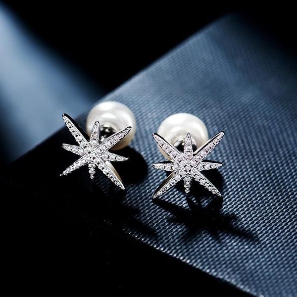 s925 sterling silver stud earrings micro pave cz crystals star pearl double side silver earrings for women, Golden;silver
s925 sterling silver stud earrings micro pave cz crystals star pearl double side silver earrings for women, Golden;silver