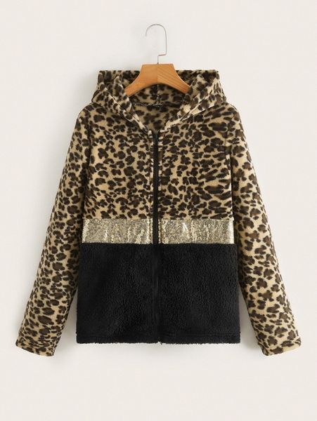 emery rose drop shoulder leopard pattern colorblock hooded teddy jacket n6gk#, Black;brown
emery rose drop shoulder leopard pattern colorblock hooded teddy jacket n6gk#, Black;brown