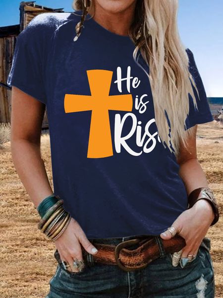 женская футболка с коротким рукавом top european и american personal print he risen women's round, White
женская футболка с коротким рукавом top european и american personal print he risen women's round, White