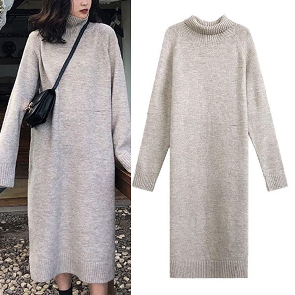 casual dresses fall / winter 2021 women's loose high neck sweater dress medium length elastic split knitted bottom skirt, Black;gray
casual dresses fall / winter 2021 women's loose high neck sweater dress medium length elastic split knitted bottom skirt, Black;gray
