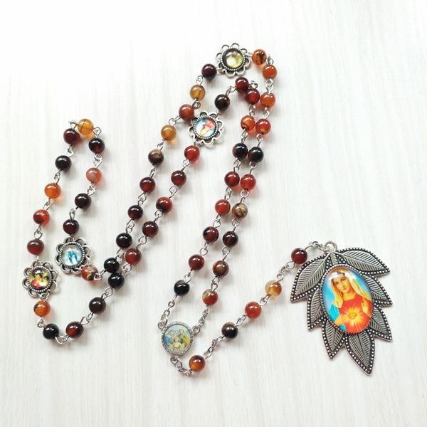 virgin pendant rosary necklace brown stone strand long necklace religious jewelry, Silver
virgin pendant rosary necklace brown stone strand long necklace religious jewelry, Silver