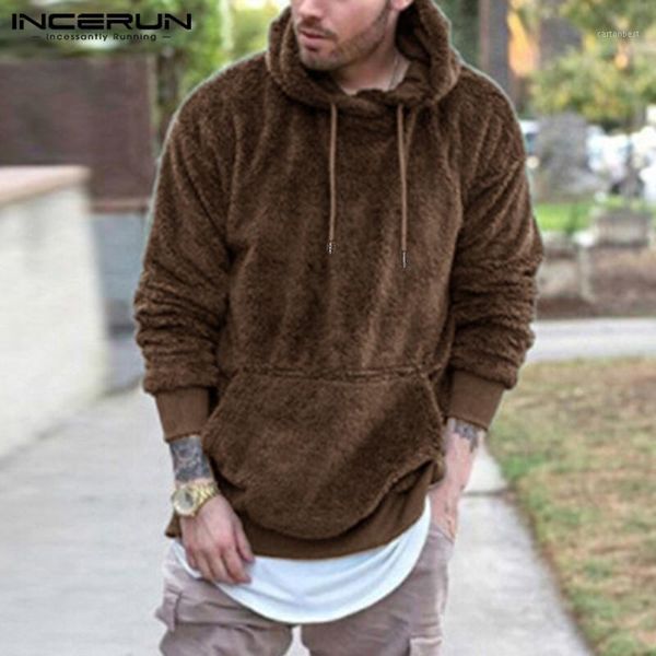 men's hoodies & sweatshirts fashion men fluffy pockets hooded long sleeve faux fleece solid pullover leisure streetwear 20211, Black
men's hoodies & sweatshirts fashion men fluffy pockets hooded long sleeve faux fleece solid pullover leisure streetwear 20211, Black