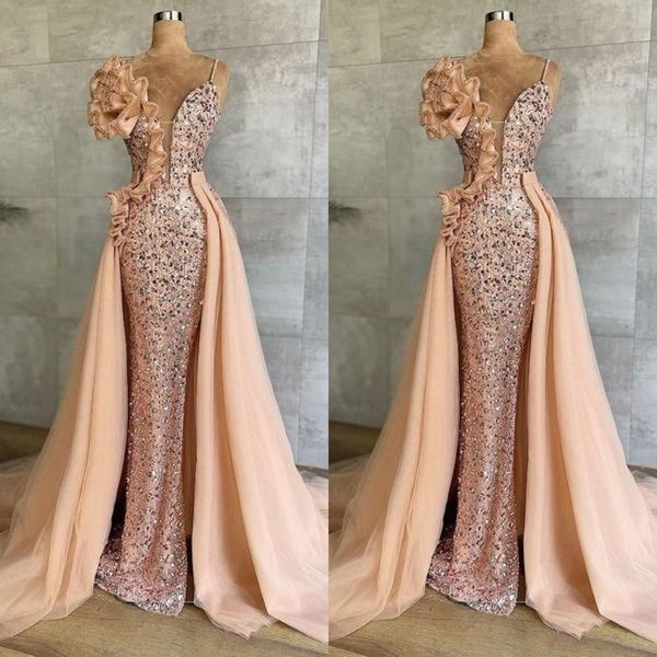 modern spaghetti straps mermaid evening dresses with detachable train women's prom gowns sequins ruffles party celebrity dress, Black;red
modern spaghetti straps mermaid evening dresses with detachable train women's prom gowns sequins ruffles party celebrity dress, Black;red