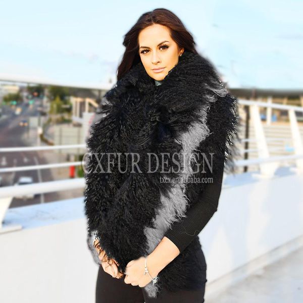 cx-s-178e fur wrap patchwork real mongolian lamb fur shawls for women, Blue;gray 
cx-s-178e fur wrap patchwork real mongolian lamb fur shawls for women, Blue;gray