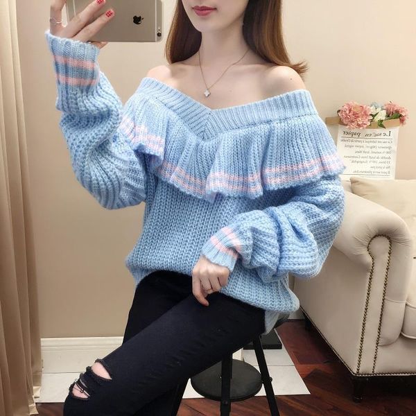 fall 2021 new shirt woman loose deep v-neck a shoulder color sweater mesh winter clothes y514 73jq, White;black
fall 2021 new shirt woman loose deep v-neck a shoulder color sweater mesh winter clothes y514 73jq, White;black