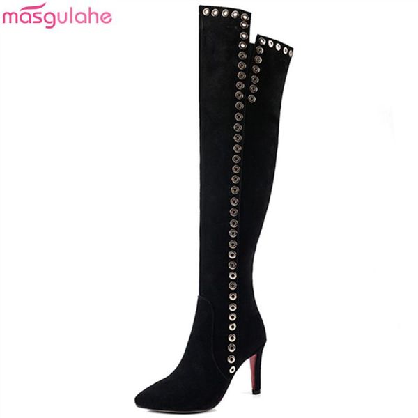 boots masgulahe 2021 arrive cow leather women pointed toe high heels over the knee winter rivets thigh, Black
boots masgulahe 2021 arrive cow leather women pointed toe high heels over the knee winter rivets thigh, Black