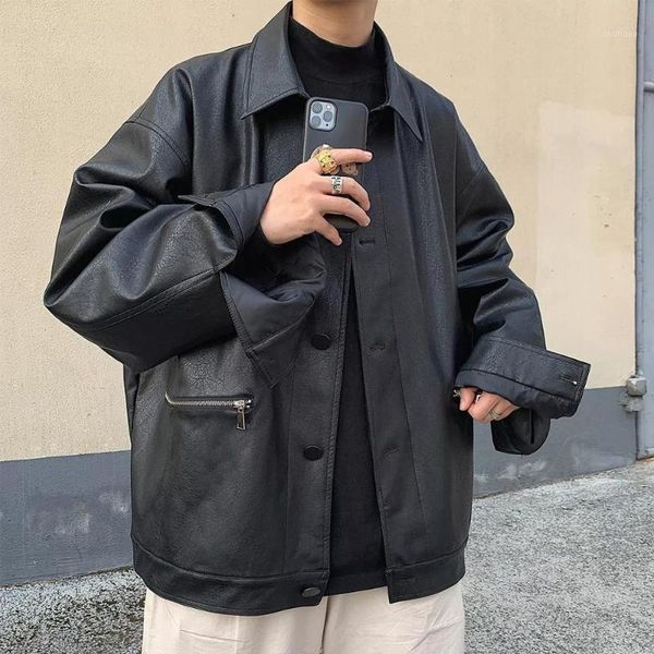 men's jacket faux leather solid jackets streetwear moto biker casual loose coats 2021 spring autumn mens hip hop jackets xy50921, Black
men's jacket faux leather solid jackets streetwear moto biker casual loose coats 2021 spring autumn mens hip hop jackets xy50921, Black