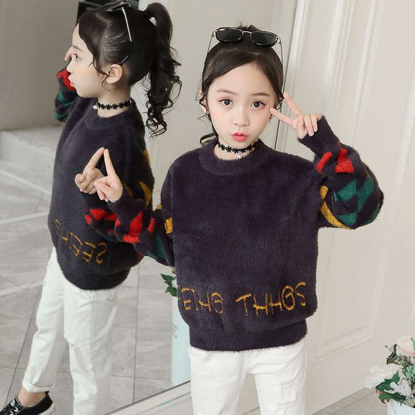 sweater foreign girls' sle autumn and winter plush thickened children's clothing half high collar knitwear, Blue
sweater foreign girls' sle autumn and winter plush thickened children's clothing half high collar knitwear, Blue
