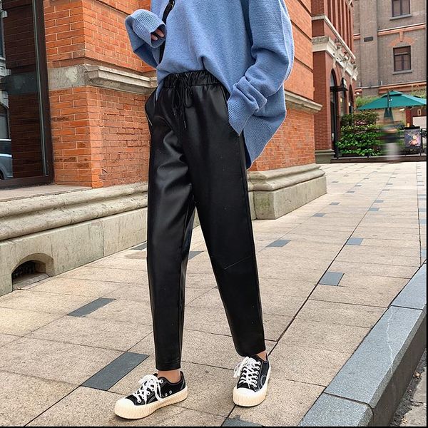 autumn winter thicken black pu faux leather women pants new elastic waist female harem pants streetwear trousers plus size, Black;white
autumn winter thicken black pu faux leather women pants new elastic waist female harem pants streetwear trousers plus size, Black;white