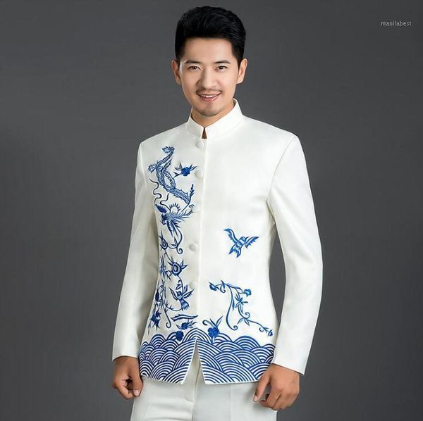 jacket+pant) men's slim groom tuxedos new chinese style blue and white porcelain embroidery fashion suits dress men costume1, White;black
jacket+pant) men's slim groom tuxedos new chinese style blue and white porcelain embroidery fashion suits dress men costume1, White;black