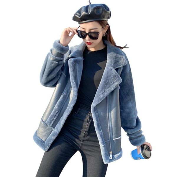 women's fur & faux lambswool velvet jacket women winter fashion loose one mid-length locomotive slim zipper stitching thick, Black
women's fur & faux lambswool velvet jacket women winter fashion loose one mid-length locomotive slim zipper stitching thick, Black