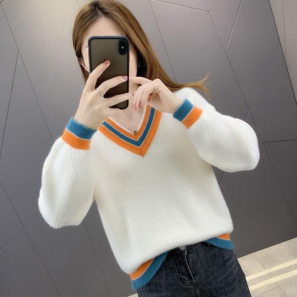 women's sweaters v-neck sweater womenautumn winter clothes knitted office lady soft fluffy pullovers loose patchwork woman d115, White;black
women's sweaters v-neck sweater womenautumn winter clothes knitted office lady soft fluffy pullovers loose patchwork woman d115, White;black