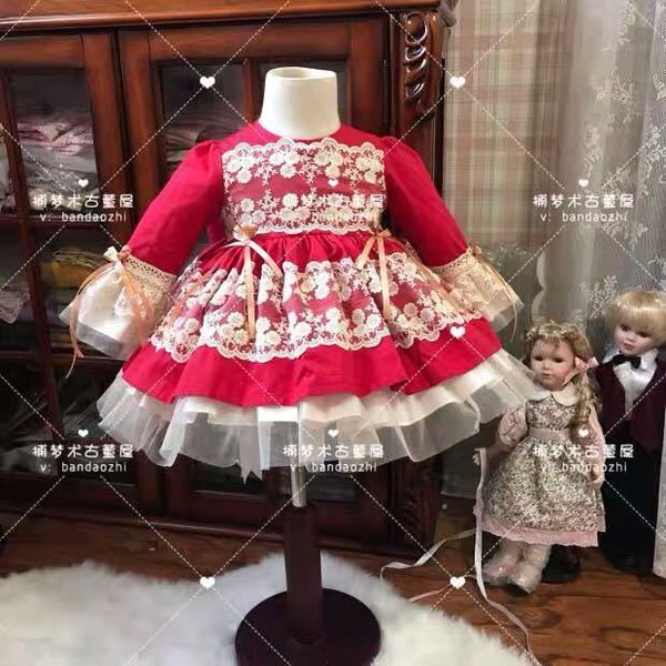 new 0-12y baby girl autumn winter red long sleeve vintage spanish gown dress lace lolita princess for christmas birthday party t200709, Red;yellow
new 0-12y baby girl autumn winter red long sleeve vintage spanish gown dress lace lolita princess for christmas birthday party t200709, Red;yellow