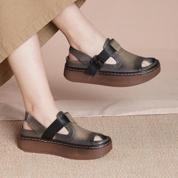 johnature 2021 new shoes women sandals summer genuine leather retro buckle strap handmade concise wedges casual platform sandals, Black
johnature 2021 new shoes women sandals summer genuine leather retro buckle strap handmade concise wedges casual platform sandals, Black