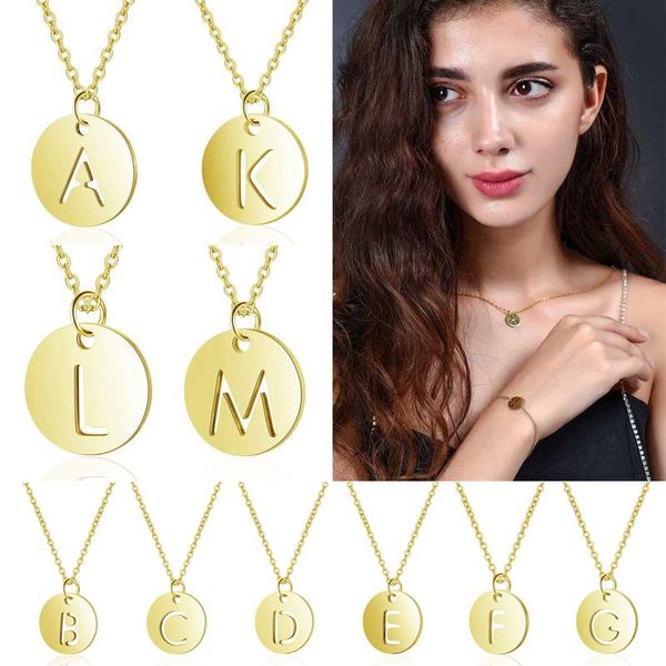 disc 26 letters pendant necklace gold letter alfabet necklace stainless steel chain necklaces for women men jewelry gift, Silver
disc 26 letters pendant necklace gold letter alfabet necklace stainless steel chain necklaces for women men jewelry gift, Silver