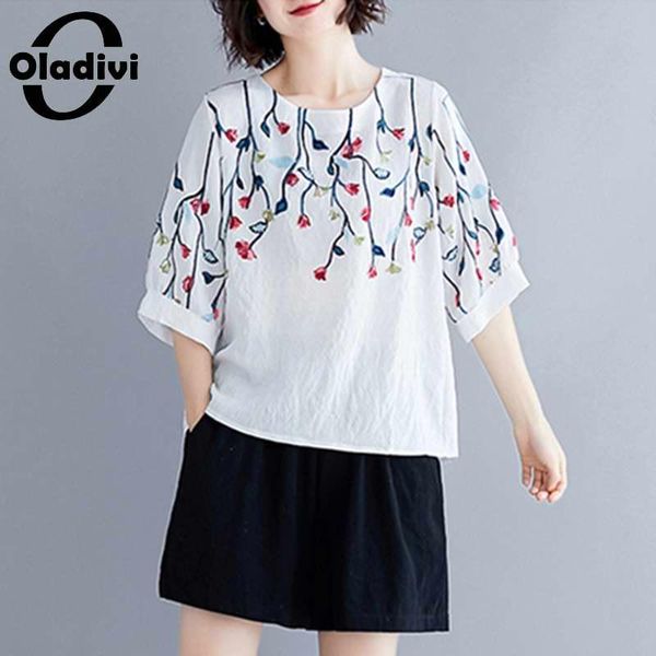 women's blouses & shirts oladivi plus size embroidered cotton linen blouse women fashion casual shirt summer 2021 tee big tunic l xl, White
women's blouses & shirts oladivi plus size embroidered cotton linen blouse women fashion casual shirt summer 2021 tee big tunic l xl, White