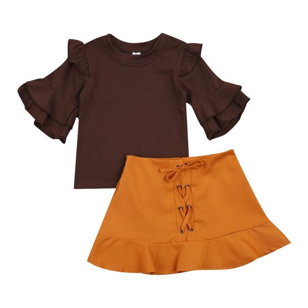 1-5y fashion infant kids girls clothes sets 2pcs ruffles short sleeve pullover t shirts bandage a-line skirts, White
1-5y fashion infant kids girls clothes sets 2pcs ruffles short sleeve pullover t shirts bandage a-line skirts, White