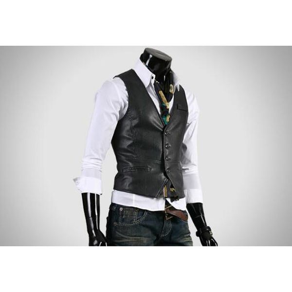 2021 men vests of leather fashion chaleco casual brown man suit men's thin plutonium vest 6lk5, Black;white
2021 men vests of leather fashion chaleco casual brown man suit men's thin plutonium vest 6lk5, Black;white
