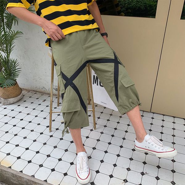 men's shorts summer thin sports casual pants loose overalls trendy student leggings harun capris, White;black
men's shorts summer thin sports casual pants loose overalls trendy student leggings harun capris, White;black