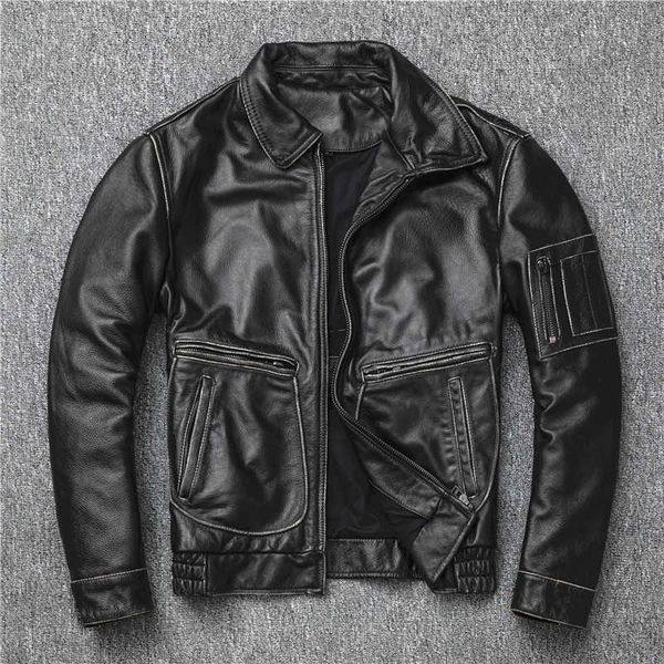 factory genuine leather jacket flight suit real leather coat cowhide outer wear garment cow skin motorcycle do the old, Black
factory genuine leather jacket flight suit real leather coat cowhide outer wear garment cow skin motorcycle do the old, Black