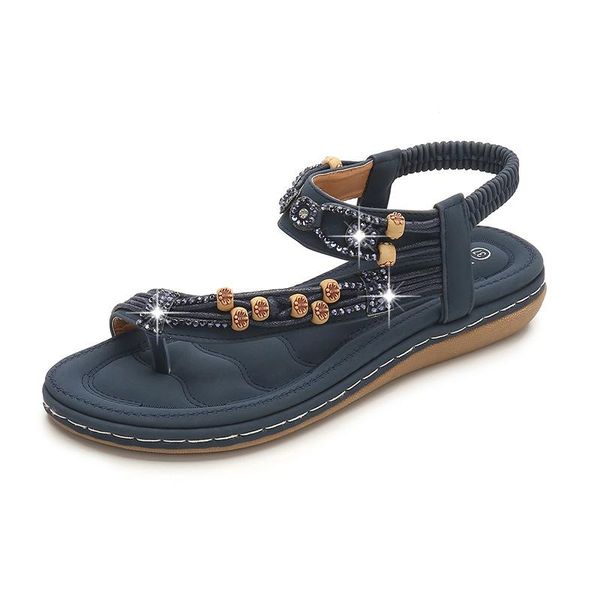 2020 plus-size women's shoes bohemian sandals retro rhinestone beaded sandals rounded head flat calf soles, Black
2020 plus-size women's shoes bohemian sandals retro rhinestone beaded sandals rounded head flat calf soles, Black