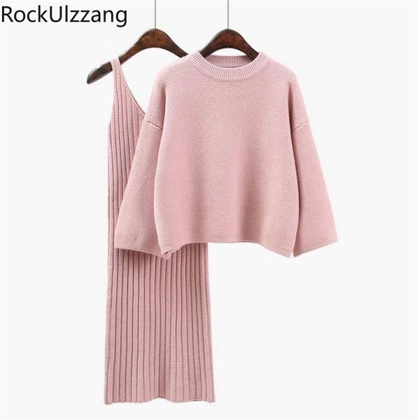 solid knit sweater pullover and strap dress two piece matching set outfit women winter fall warm knitted suit clothes 2021, Gray
solid knit sweater pullover and strap dress two piece matching set outfit women winter fall warm knitted suit clothes 2021, Gray