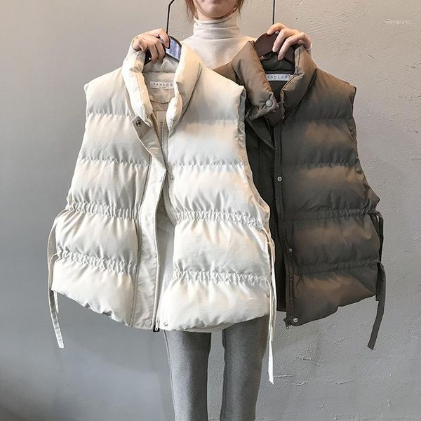 cotton waistcoat winter women vest korean loose warm vest coat stand collar zipper drawstring waist sleeveless jacket women1, Black;white
cotton waistcoat winter women vest korean loose warm vest coat stand collar zipper drawstring waist sleeveless jacket women1, Black;white