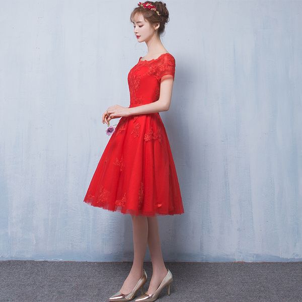 robe de soiree boat neck red a-line short evening dress with flowers vestido de festa prom dresses plus size custom made, Black;red
robe de soiree boat neck red a-line short evening dress with flowers vestido de festa prom dresses plus size custom made, Black;red