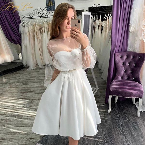 new sheer long sleeves homecoming dresses with beaded feathers sash graduation party gowns short a line bride vestidos de novia l60, Blue;pink
new sheer long sleeves homecoming dresses with beaded feathers sash graduation party gowns short a line bride vestidos de novia l60, Blue;pink