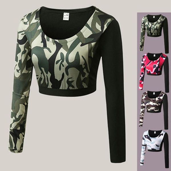 women fitness yoga clothes exposed navel yoga shirt quick dry camouflage gym long sleeve seamless crop shirt sportswear, White;red
women fitness yoga clothes exposed navel yoga shirt quick dry camouflage gym long sleeve seamless crop shirt sportswear, White;red