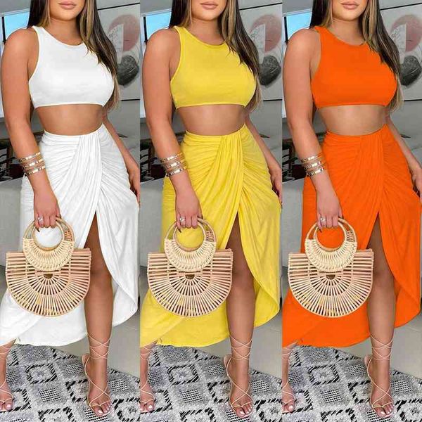 casual solid 2 piece set women sleeveless tank high slit maxi skirt elegant cross ruched printed long skirt, Gray
casual solid 2 piece set women sleeveless tank high slit maxi skirt elegant cross ruched printed long skirt, Gray