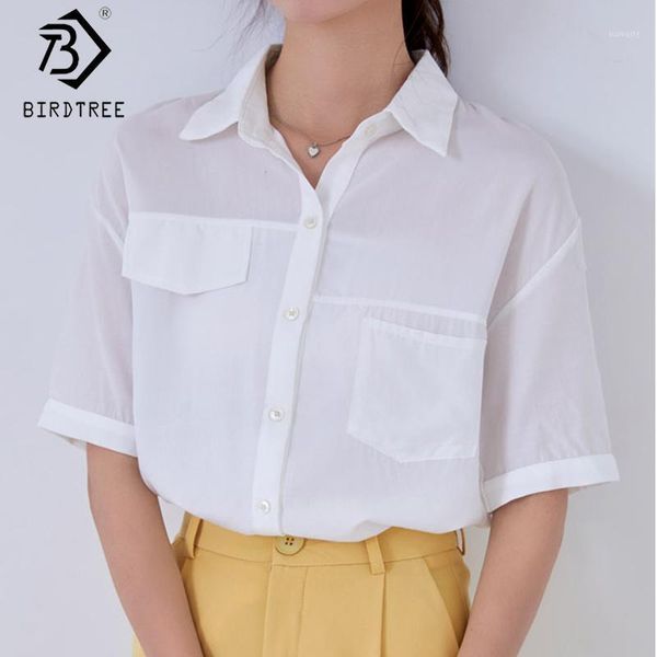 women shirts 2020 summer turn-down collar short sleeve single-breasted pockets solid blouses korean style t06434k1, White
women shirts 2020 summer turn-down collar short sleeve single-breasted pockets solid blouses korean style t06434k1, White