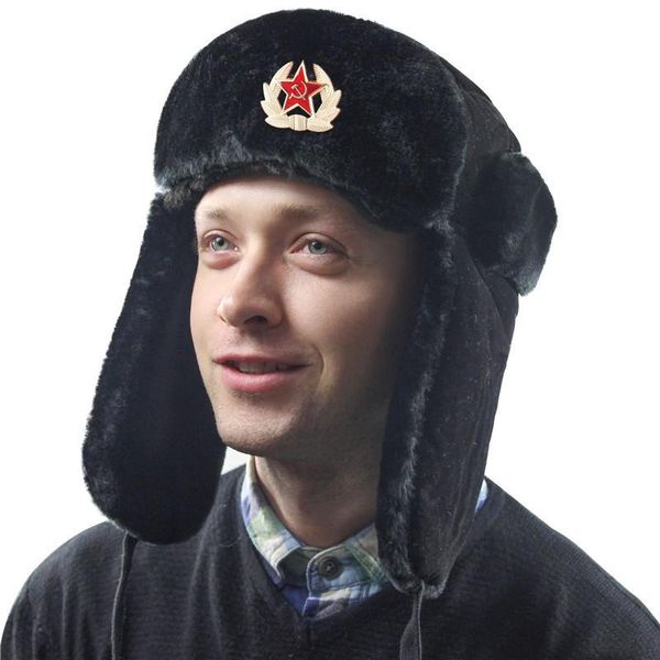 mens russian trapper hat cap with soviet badge faux fur winter warm ushanka cossack flaps black, Blue;gray
mens russian trapper hat cap with soviet badge faux fur winter warm ushanka cossack flaps black, Blue;gray
