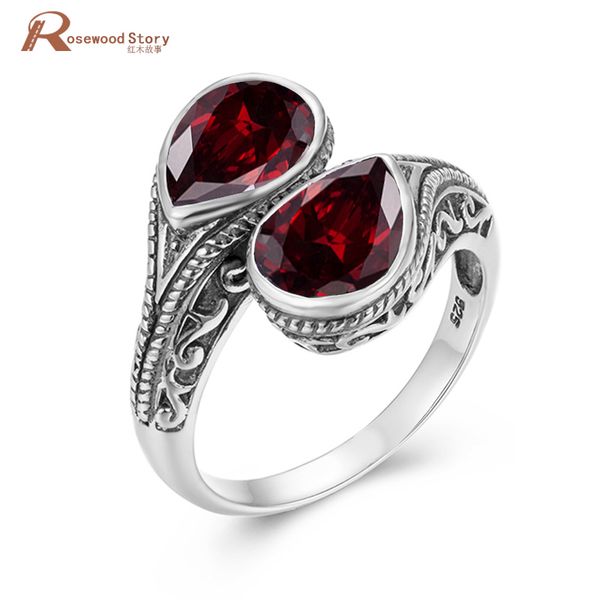pure 925 sterling silver 2 stones womens garnet ring vintage jewelry gothic tear drop wedding anniversary female gifts christmas, Black
pure 925 sterling silver 2 stones womens garnet ring vintage jewelry gothic tear drop wedding anniversary female gifts christmas, Black