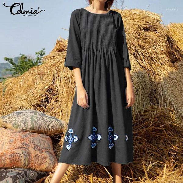 plus size women's sundress 2019 new summer vintage print midi dress celmia ladies casual loose pleated shirt vestidos rrbe mujer1, Black;gray
plus size women's sundress 2019 new summer vintage print midi dress celmia ladies casual loose pleated shirt vestidos rrbe mujer1, Black;gray