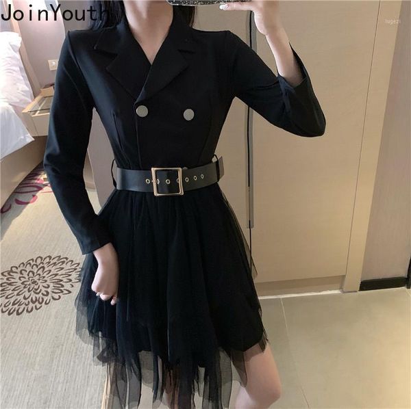 joinyouth 2020 spring long sleeve a-line dresses notched belt slim waist women elegant dress mesh patchwork mini dresses 582411, Black;gray
joinyouth 2020 spring long sleeve a-line dresses notched belt slim waist women elegant dress mesh patchwork mini dresses 582411, Black;gray