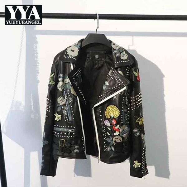 women's leather & faux spring womens rivet embroidery pu jackets fashion zipper lapel slim fit moto biker plus size female short coats1, Black
women's leather & faux spring womens rivet embroidery pu jackets fashion zipper lapel slim fit moto biker plus size female short coats1, Black