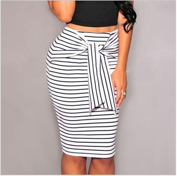 Summer Women Stripe Pencil Skirts Bodycon Long Skirt Fashion High Waist Bow Tie Skirt Big Size White Black Female
Summer Women Stripe Pencil Skirts Bodycon Long Skirt Fashion High Waist Bow Tie Skirt Big Size White Black Female