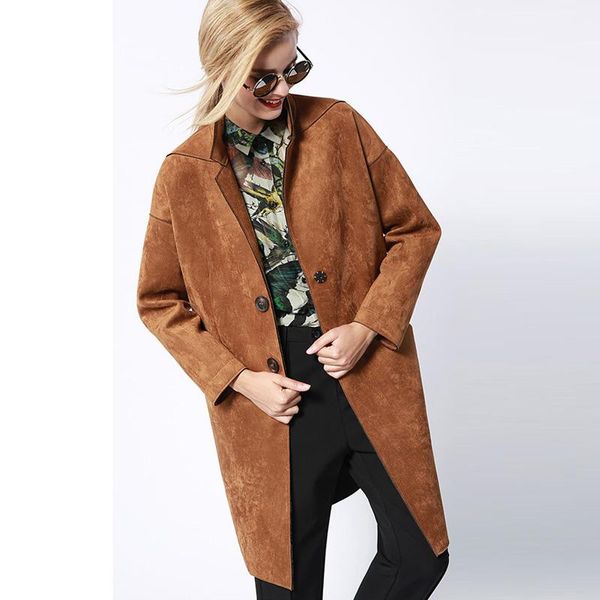 women's leather & faux warm lapel suede loose long trench women autumn winter fashion casual slim overcoat button cocoon windbreaker p1, Black
women's leather & faux warm lapel suede loose long trench women autumn winter fashion casual slim overcoat button cocoon windbreaker p1, Black