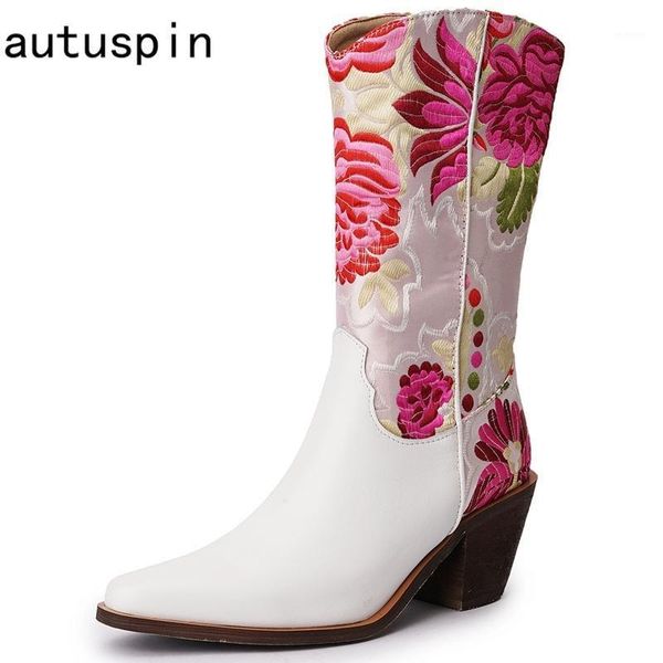 autuspin cow leather mid-calf boots for women flower embroidered western boots female ethnic elegant party slip-on casual shoes1, Black
autuspin cow leather mid-calf boots for women flower embroidered western boots female ethnic elegant party slip-on casual shoes1, Black