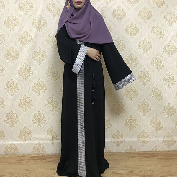 dubai arab muslim open abaya dress women rhinestone lace-up loose long robe kimono turkish islamic clothing kaftan hijab dresses, Black;gray
dubai arab muslim open abaya dress women rhinestone lace-up loose long robe kimono turkish islamic clothing kaftan hijab dresses, Black;gray