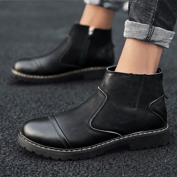 men winter genuine leather military combat man ankle lacing casual shoes brand fur motorcycle boots for mens, Black
men winter genuine leather military combat man ankle lacing casual shoes brand fur motorcycle boots for mens, Black