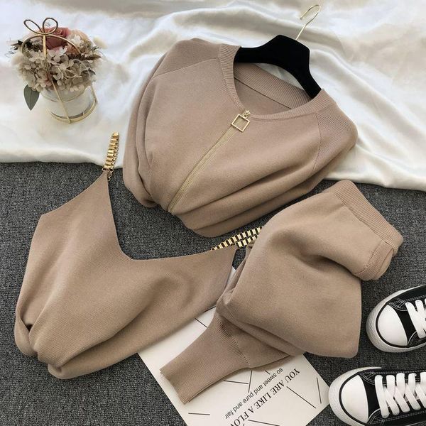 deat 2020 autumnwinter sweatsuits new ins sweet chain vest knitwear elastic pants three piece set women outfits 7411, Gray
deat 2020 autumnwinter sweatsuits new ins sweet chain vest knitwear elastic pants three piece set women outfits 7411, Gray