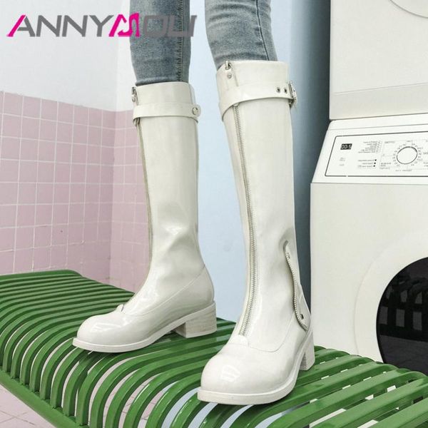 boots annymoli buckle genuine leather block heels knee high women shoes zip mid heel lady long autumn winter blue 42, Black
boots annymoli buckle genuine leather block heels knee high women shoes zip mid heel lady long autumn winter blue 42, Black