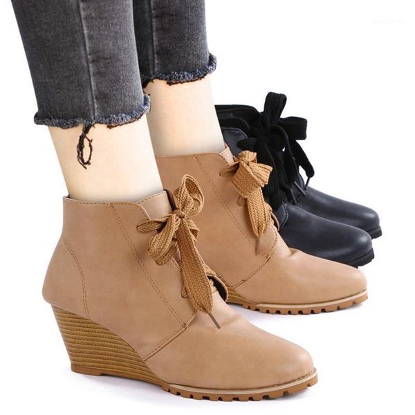 boots women's ankle bare round toe lace-up wedge heel short sport boots1, Black
boots women's ankle bare round toe lace-up wedge heel short sport boots1, Black