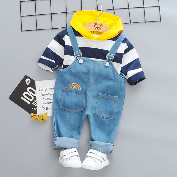 toddler boys striped clothes 2020 autumn rainbow outerwear cotton children long-sleeve hooded t-shirt + denim overalls outfit c1016, White
toddler boys striped clothes 2020 autumn rainbow outerwear cotton children long-sleeve hooded t-shirt + denim overalls outfit c1016, White