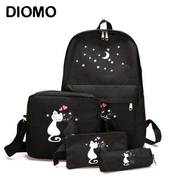 diomo school backpack four-piece set for girls teenagers canvas back pack female sac a dos femme fashion rucksack women casual y200615
diomo school backpack four-piece set for girls teenagers canvas back pack female sac a dos femme fashion rucksack women casual y200615