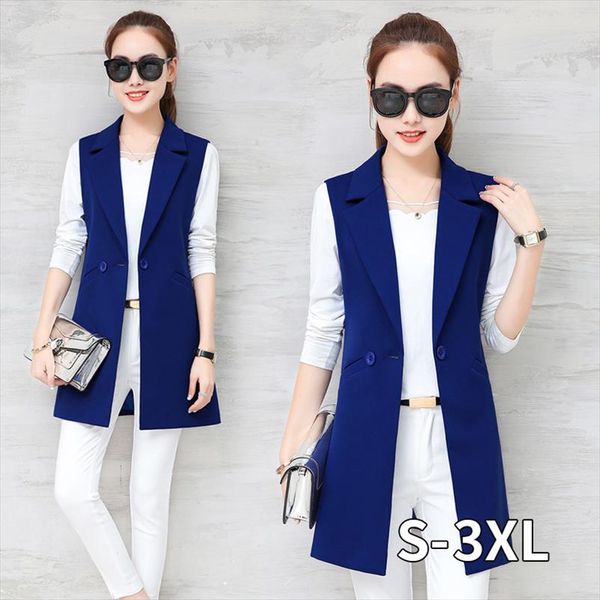 spring autumn sleeveless vests long suit vest women slim blazer vest coat waistcoat office lady elegant black red blue, Black;white
spring autumn sleeveless vests long suit vest women slim blazer vest coat waistcoat office lady elegant black red blue, Black;white